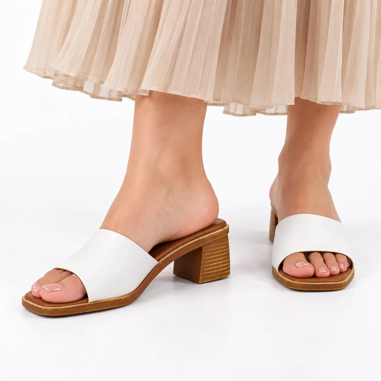 Sandale a demi talon pour femme 500-25 blanc